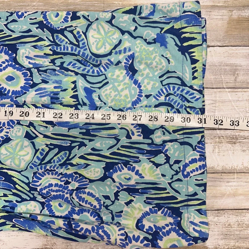 Lilly‎ Pulitzer Marlowe Dress Women's Small S Blue Green Floral 3/4 Sleeve